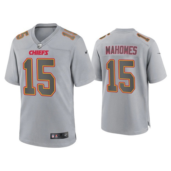 Men's Kansas City Chiefs #15 Patrick Mahomes Gray Atmosphere Fashion Stitched Game Jersey